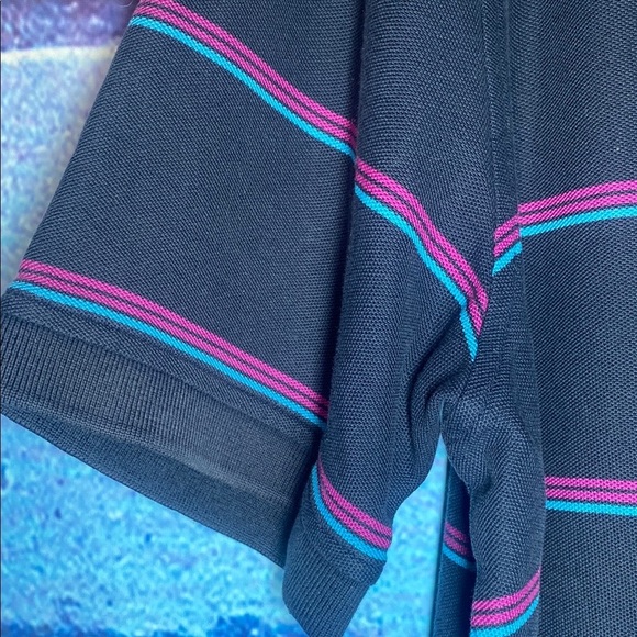 Nordstrom Men's Black Polo Shirt with Neon Stripes Size Large - Picture 5 of 6